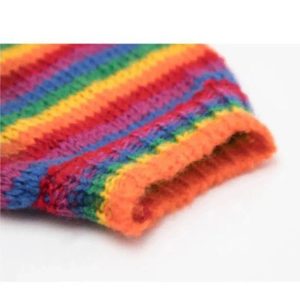 Rainbow Stripes Y2K Cropped Sweater for Cute Aesthetic Outfits