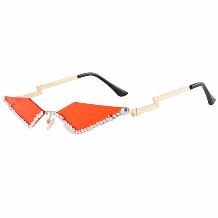 Rhinestone Lightning Sunglasses for Y2K Aesthetic and Coquette Style