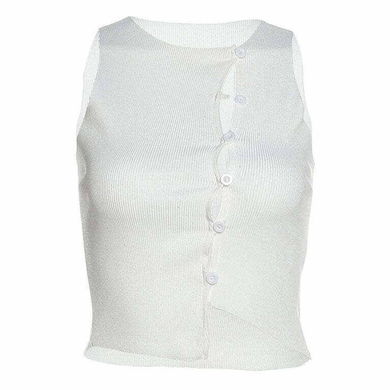 Ribbed Portrait Mode Button Top - Y2K Aesthetic Cute Style Essential