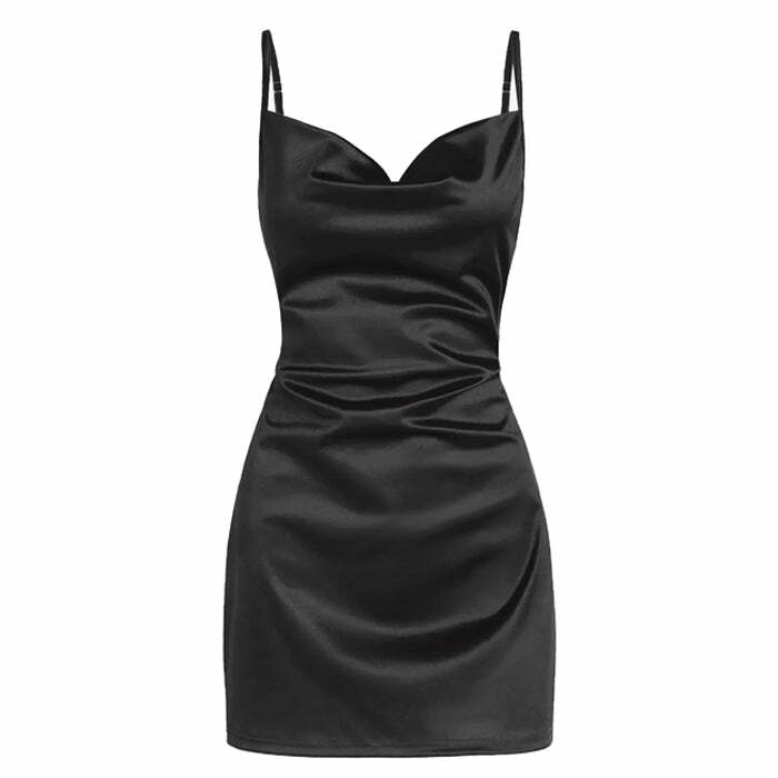 Rich Girl Y2K Satin Mini Dress for Coquette Aesthetic Vibes