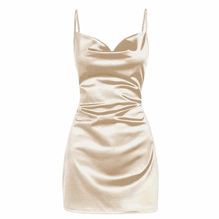 Rich Girl Y2K Satin Mini Dress for Coquette Aesthetic Vibes