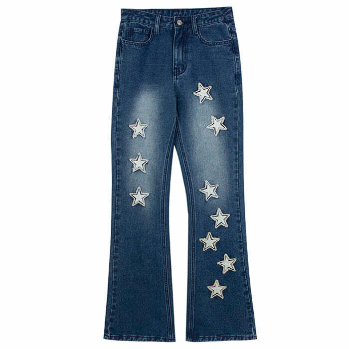 Rock The Scene Y2K Star Jeans for Grunge Aesthetic Outfits