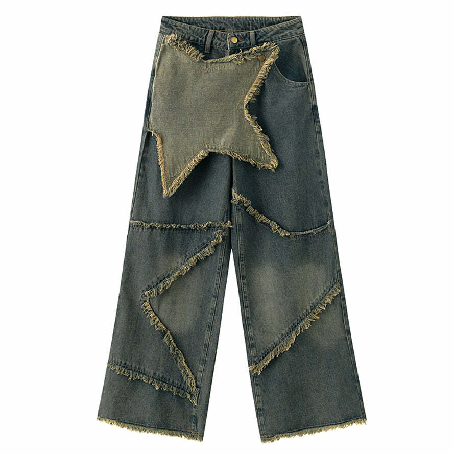 Rock The Scene Y2K Star Jeans for Grunge Aesthetic Outfits