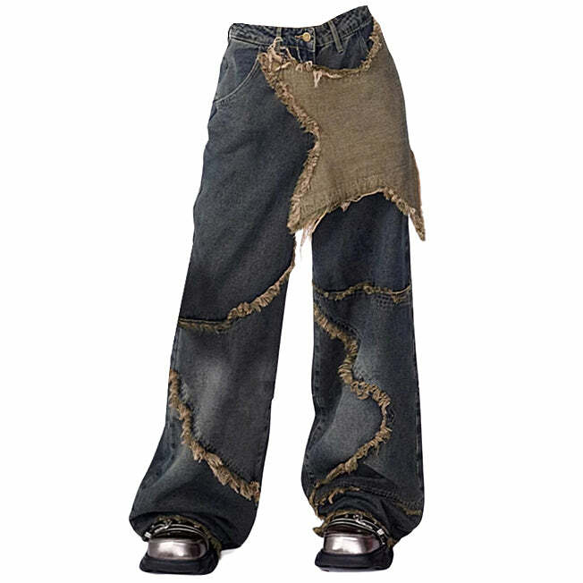 Rock The Scene Y2K Star Jeans for Grunge Aesthetic Outfits