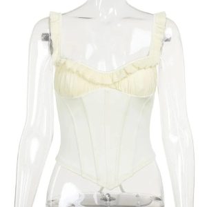 Ruffled Sweetheart Corset Top - Y2K Fashion Meets Coquette Aesthetic