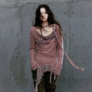 Rustic Dystopia Top: Embrace Y2K Aesthetic with Grunge Style Vibes