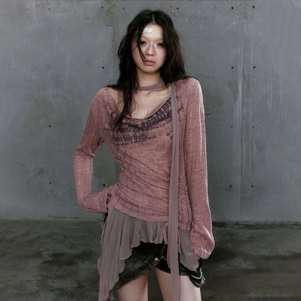 Rustic Dystopia Top: Embrace Y2K Aesthetic with Grunge Style Vibes