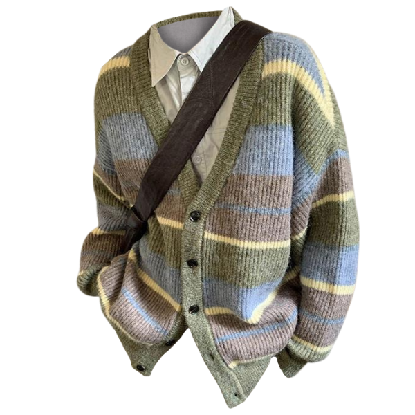 Sage Striped Cardigan for Fall Aesthetic - Y2K Fashion Essential