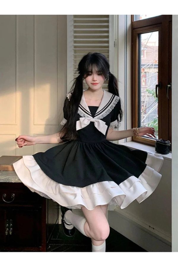 Sailor Sweetheart Ruffle Dress - Y2K Aesthetic Cute Top for Stylish Looks