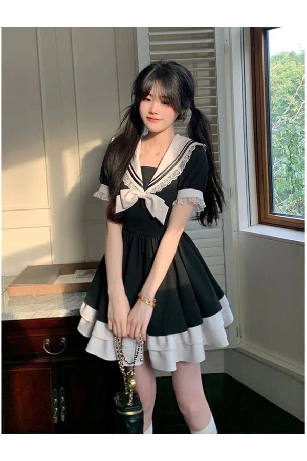 Sailor Sweetheart Ruffle Dress - Y2K Aesthetic Cute Top for Stylish Looks