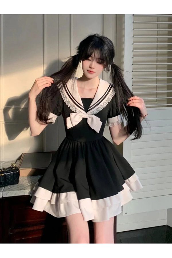 Sailor Sweetheart Ruffle Dress - Y2K Aesthetic Cute Top for Stylish Looks