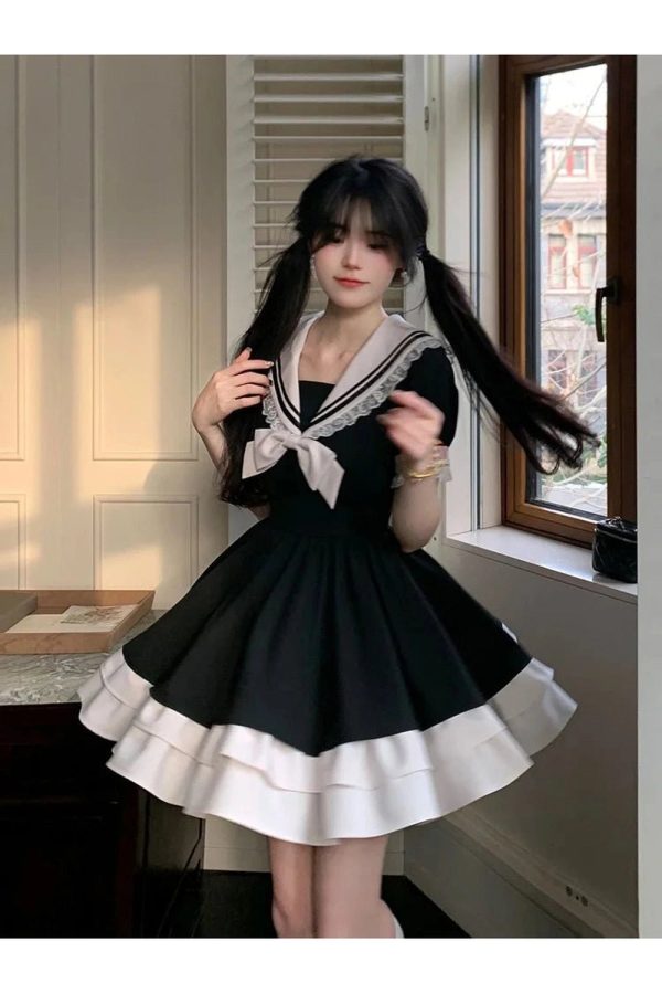 Sailor Sweetheart Ruffle Dress - Y2K Aesthetic Cute Top for Stylish Looks