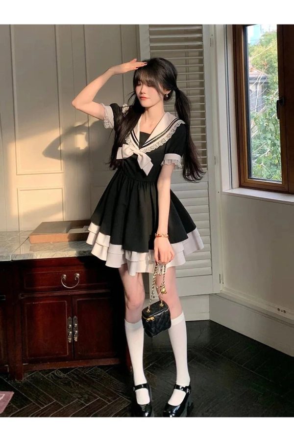 Sailor Sweetheart Ruffle Dress - Y2K Aesthetic Cute Top for Stylish Looks