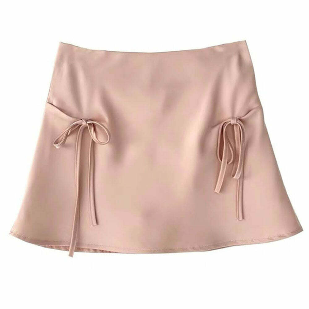 Satin Mini Skirt with Bows - Y2K Aesthetic Cute Top for Stylish Outfits