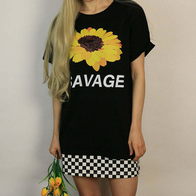 Savage Y2K Graphic T-Shirt - Trendy Grunge Style for Aesthetic Outfits