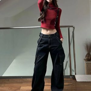 Scarlet Contour Ribbed Top - Y2K Aesthetic Cute Top for Stylish Outfits