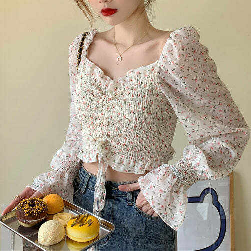 Secret Garden Y2K Crop Top - Cute Aesthetic for Coquette Style Lovers