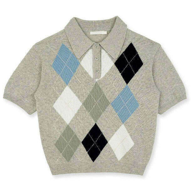 Self-Made Argyle Collar Top - Y2K Aesthetic Cute Top for Stylish Outfits