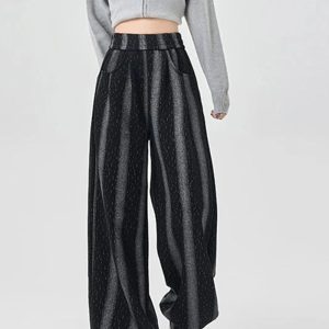 Shadow Stripe Wide-Leg Pants - Y2K Aesthetic Grunge Style Trousers