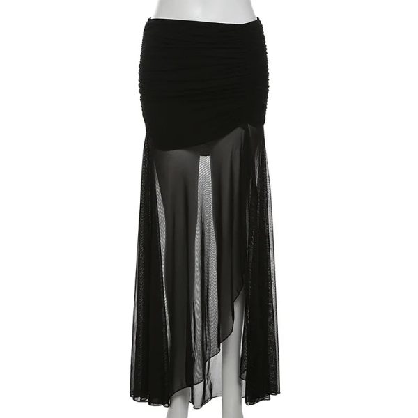 Shadow Veil Sheer Maxi Skirt - Y2K Aesthetic & Coquette Style Essential