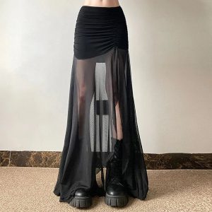 Shadow Veil Sheer Maxi Skirt - Y2K Aesthetic & Coquette Style Essential