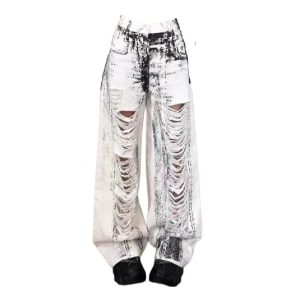 Shattered Chaos Ripped Jeans - Y2K Grunge Style for Aesthetic Outfits