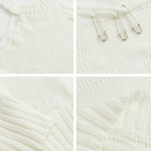 Shattered Dreams Y2K Knit Sweater - Cozy Grunge Aesthetic Top