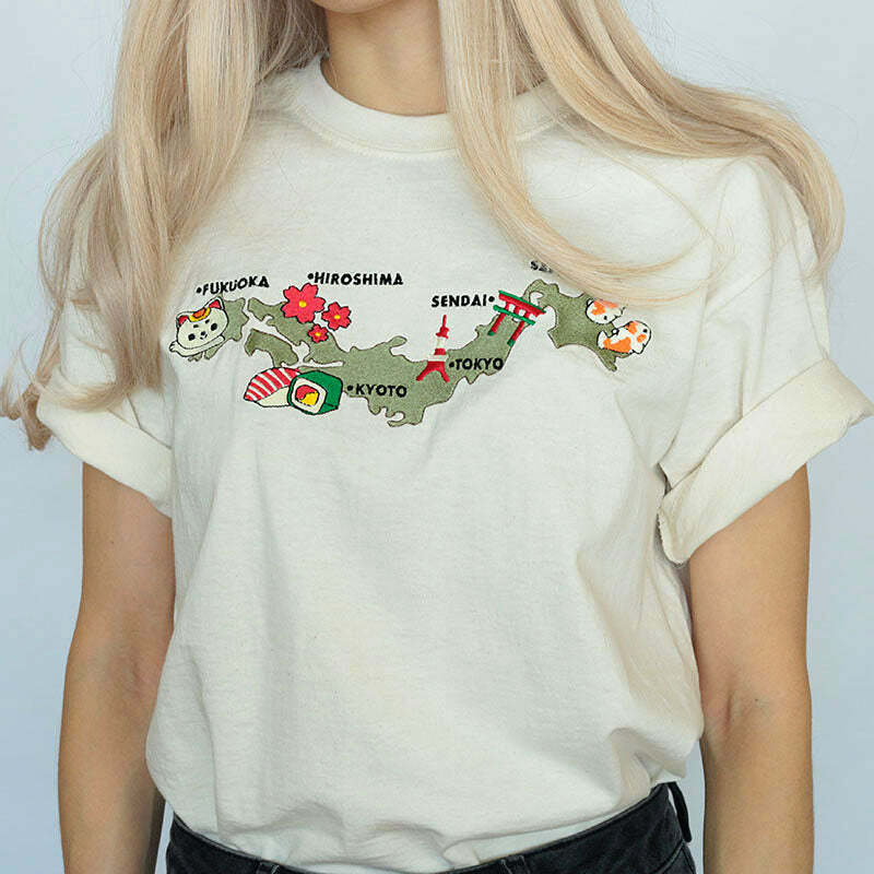 Show Me Japan Tee - Y2K Aesthetic Graphic Top for Trendy Outfits