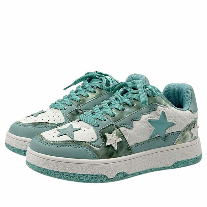 Sky Blue Y2K Sneakers for Coquette Aesthetic & Grunge Style Outfits