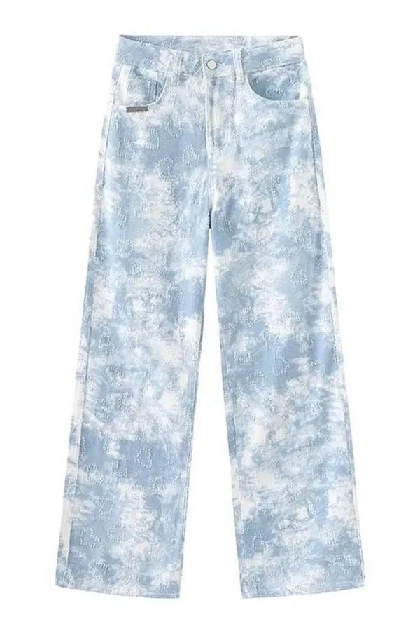 Sky Wash Wide-Leg Jeans - Y2K Aesthetic Grunge Style for Trendy Outfits