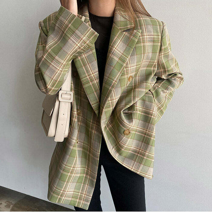 Smarty Pants Plaid Jacket - Y2K Aesthetic Grunge Style Outerwear