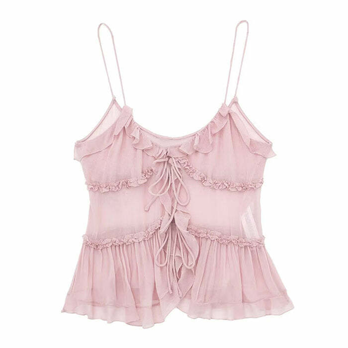 Soft Girl Aesthetic Ruffle Top - Y2K Fashion Cute Pastel Style