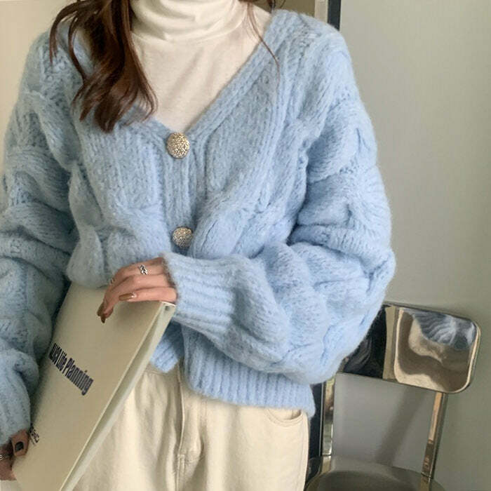 Soft Girl Cropped Cardigan - Y2K Aesthetic Cute Top for Cozy Outfits