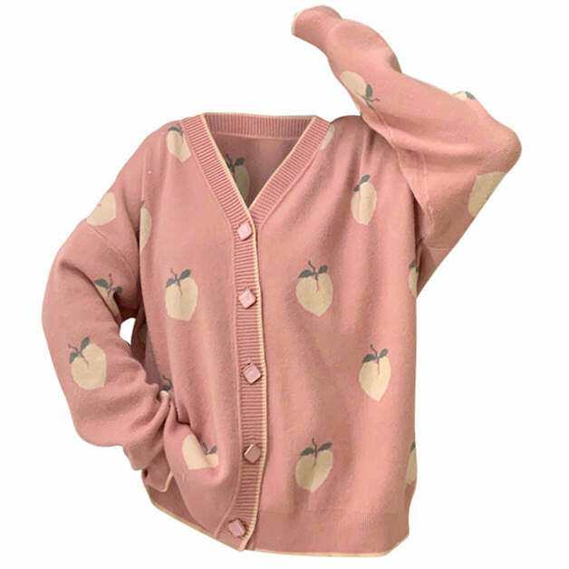 Soft Peach Cardigan - Y2K Aesthetic Cozy Layer for Cute Outfits