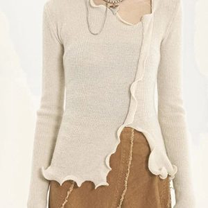 Soft Wave Ruffle Cardigan - Y2K Aesthetic Layering Essential