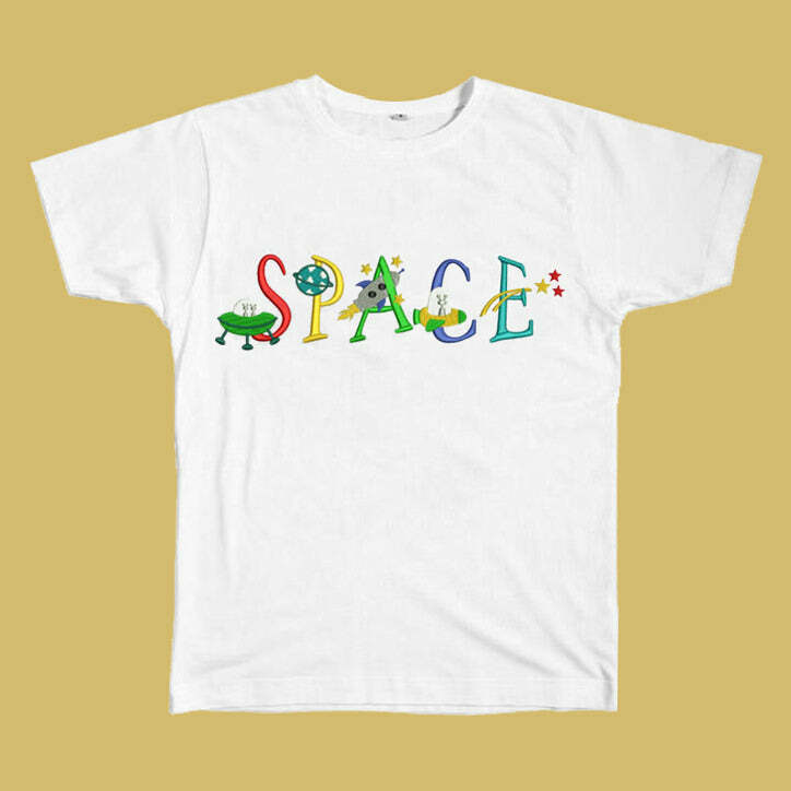 Space Embroidered Tee - Y2K Aesthetic Cute Top for Trendy Outfits