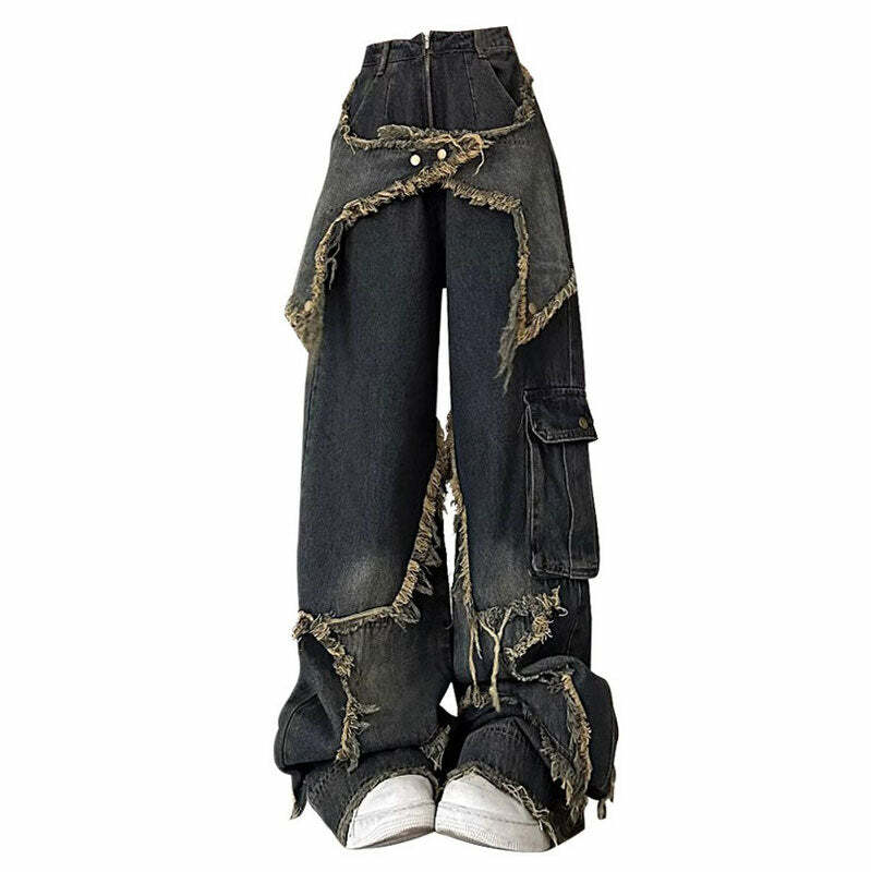 Star Girl Y2K Wide Leg Jeans for Trendy Aesthetic Outfits