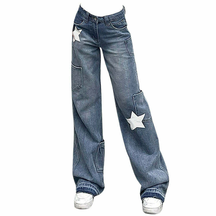 Star Print Y2K Aesthetic Jeans for Trendy Outfits and Comfy Vibes