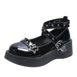 Starry Goth Platform Mary Janes: Y2K Aesthetic Grunge Style Footwear