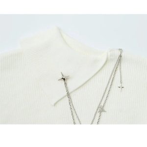 Stellar Chain Accent Sweater - Y2K Aesthetic Cute Top for Fall Fashion