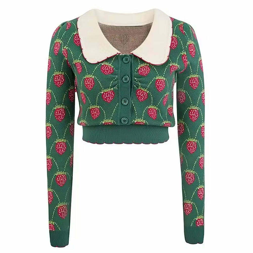 Strawberry Fields Y2K Knit Top - Cute Pastel Aesthetic Fashion Piece