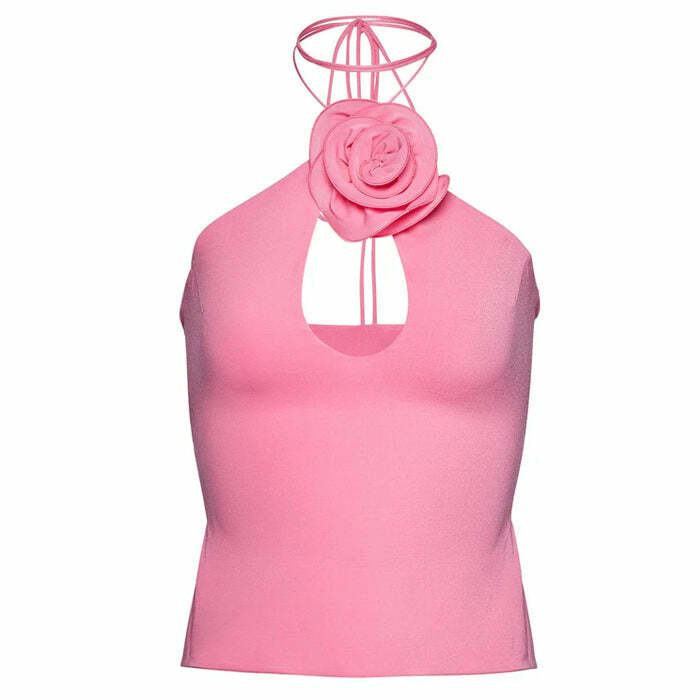 Summer In Paris Y2K Halter Top - Cute Aesthetic for Effortless Style