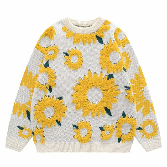 Sunflower Oversized Hoodie - Y2K Aesthetic Comfy Top for Cozy Vibes