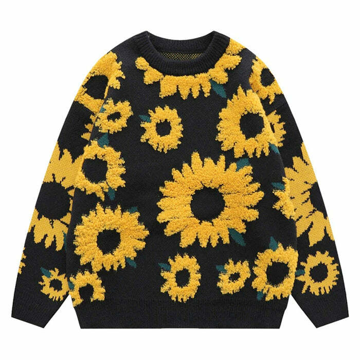 Sunflower Oversized Hoodie - Y2K Aesthetic Comfy Top for Cozy Vibes