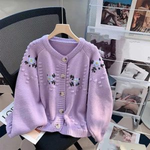 Sunlit Meadow Y2K Aesthetic Button-Up Cardigan for Cozy Fall Vibes