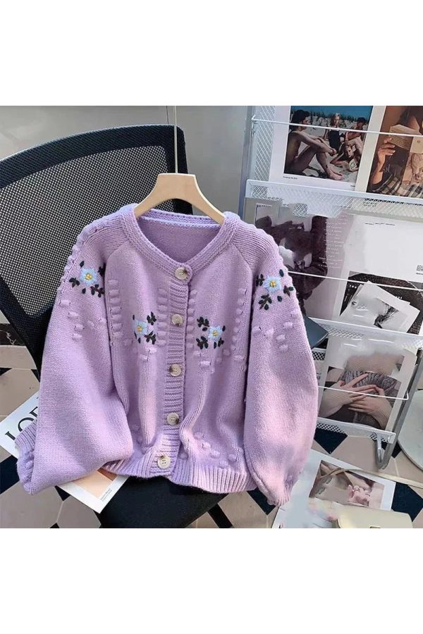 Sunlit Meadow Y2K Aesthetic Button-Up Cardigan for Cozy Fall Vibes