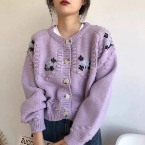 Sunlit Meadow Y2K Aesthetic Button-Up Cardigan for Cozy Fall Vibes