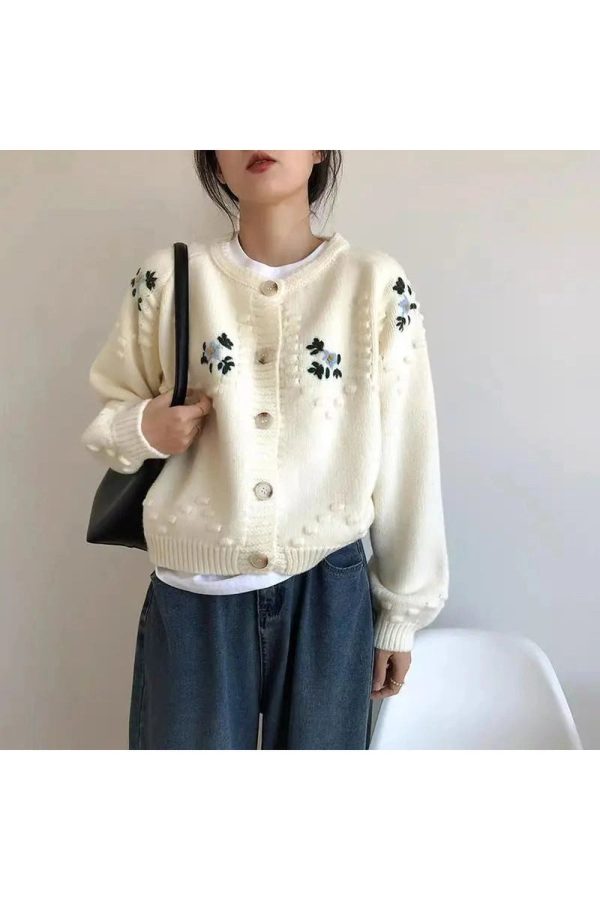 Sunlit Meadow Y2K Aesthetic Button-Up Cardigan for Cozy Fall Vibes