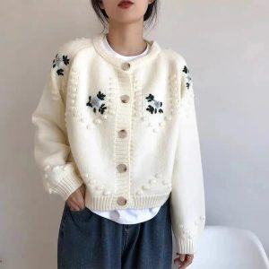 Sunlit Meadow Y2K Aesthetic Button-Up Cardigan for Cozy Fall Vibes