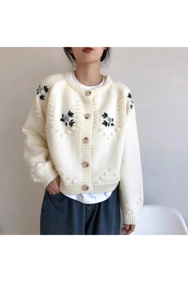 Sunlit Meadow Y2K Aesthetic Button-Up Cardigan for Cozy Fall Vibes